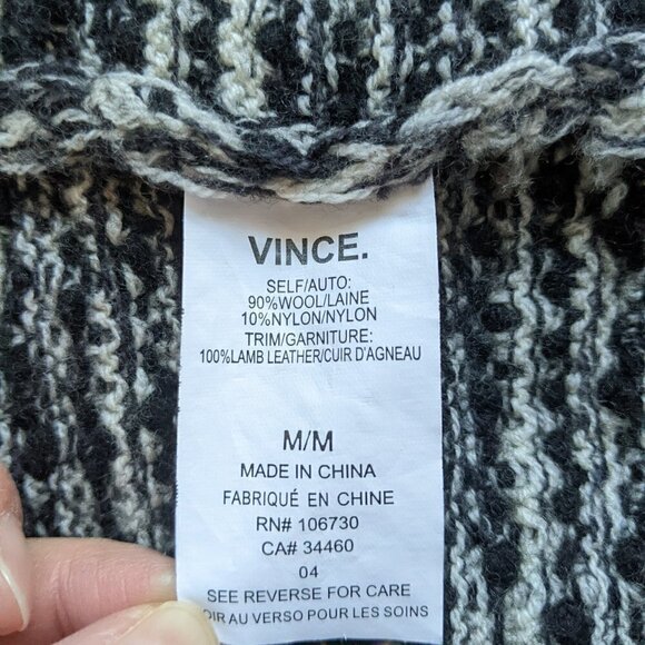 Vince Frayed Edge Drape Front Cardigan M Black Knit Mid Length Chunky Sweater - Picture 7 of 8